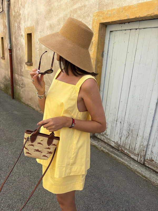 Completo top con spalline sottili e gonna giallo limone Maria
