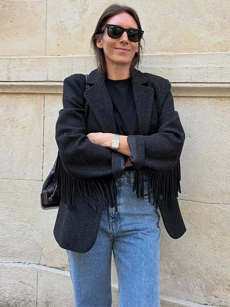 Blazer bomber Maria con bordi sfrangiati
