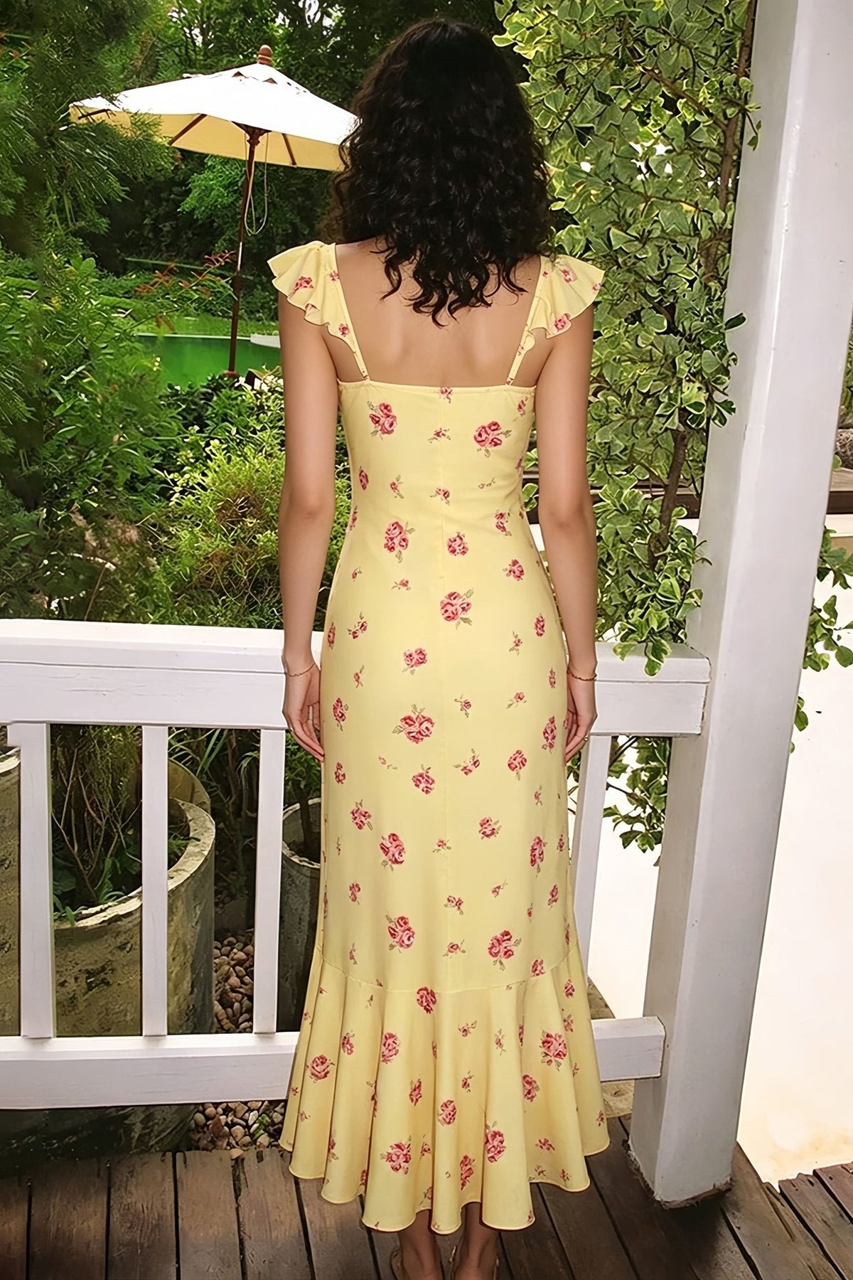 Abito midi Marigold a fiori con spalline sottili