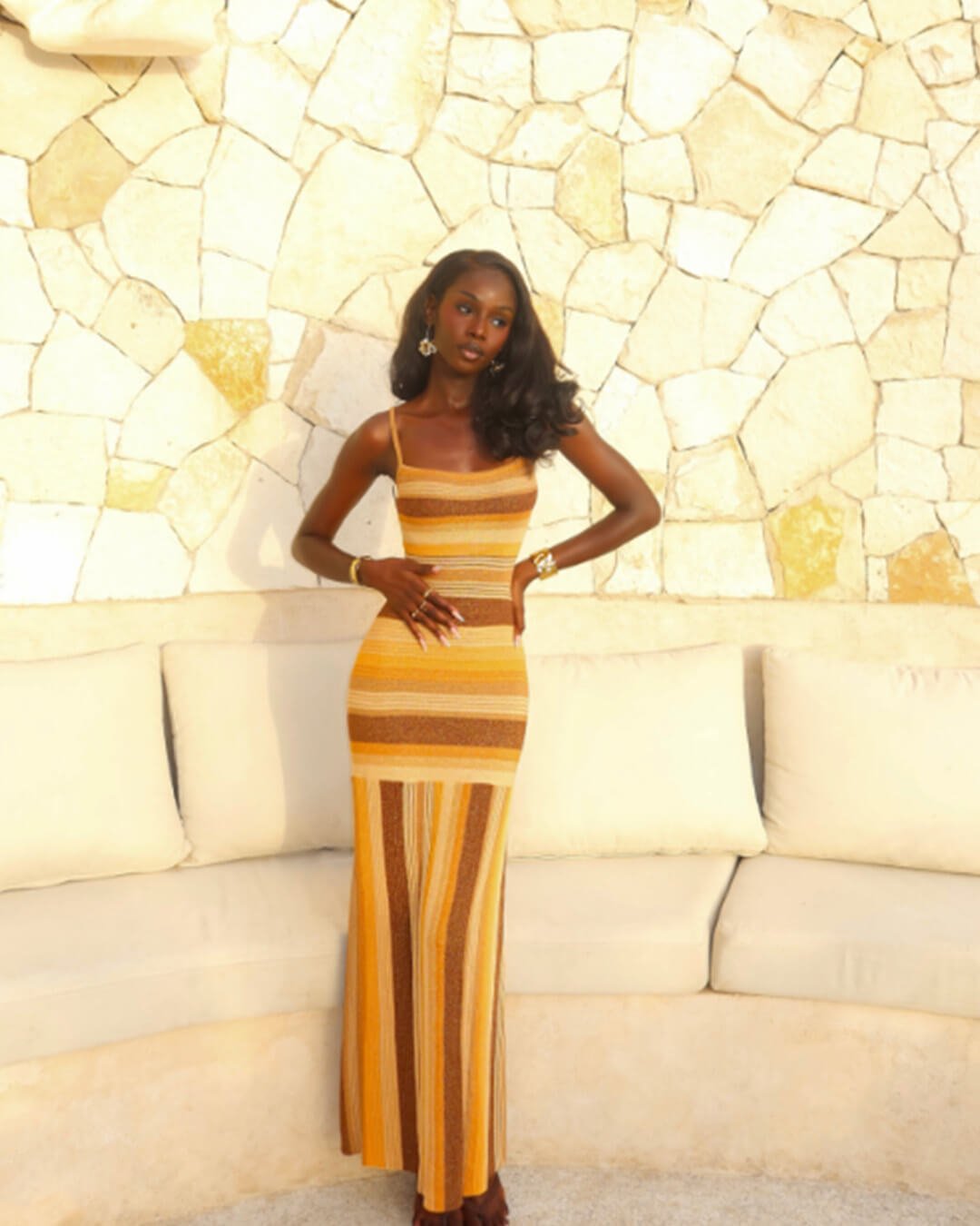 Abito midi in maglia a righe Martha
