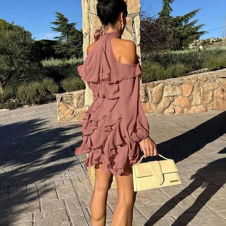 Mini abito Maureen con collo all'americana e volant