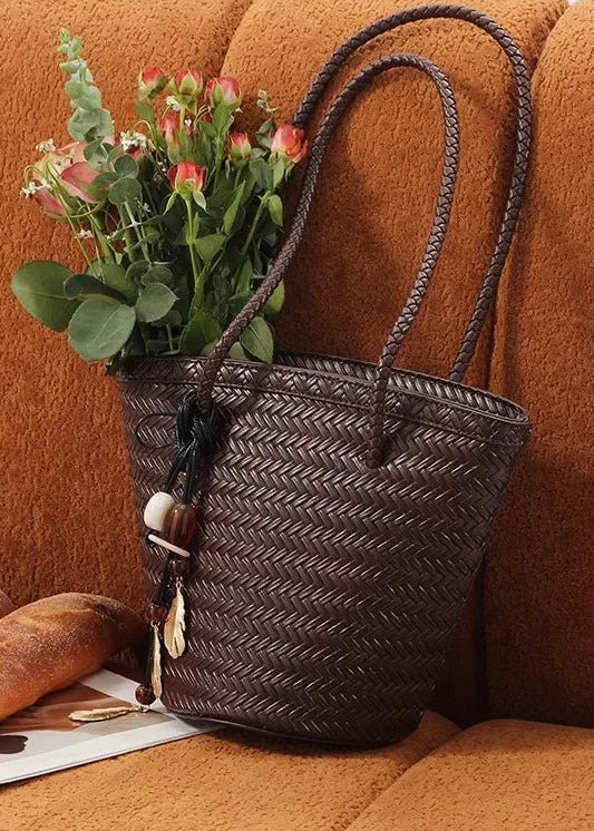 Borsa a secchiello intrecciata Meryl con pochette