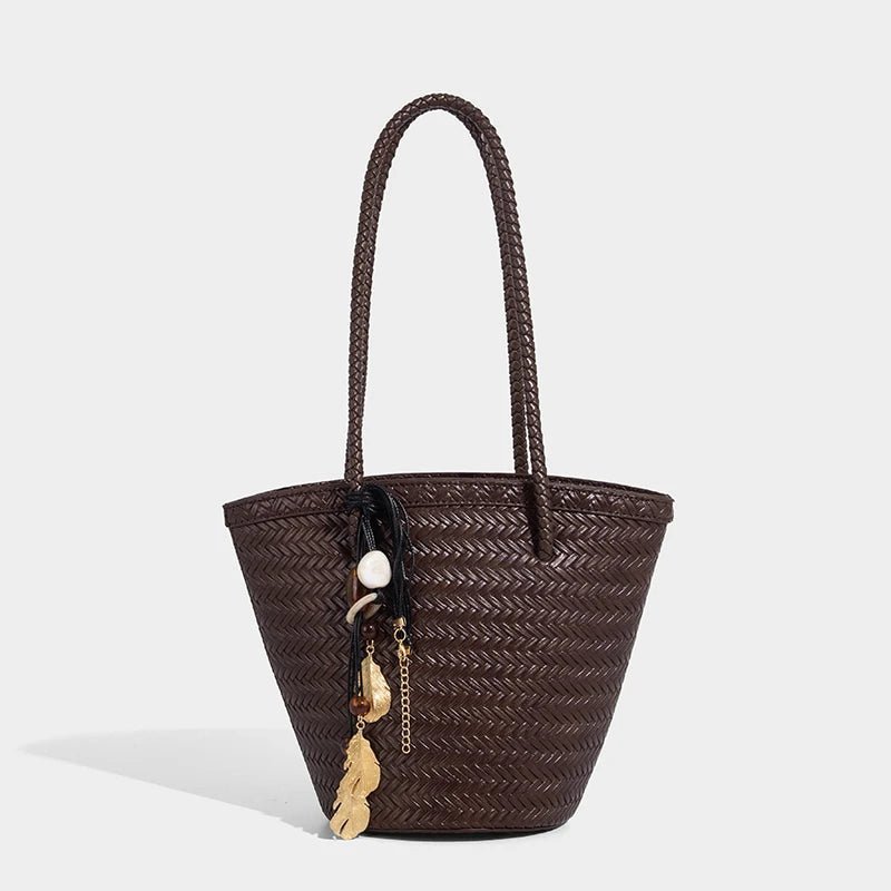 Borsa a secchiello intrecciata Meryl con pochette