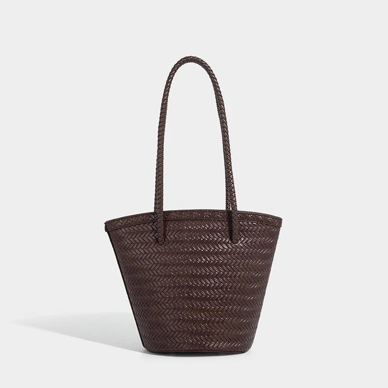 Borsa a secchiello intrecciata Meryl con pochette