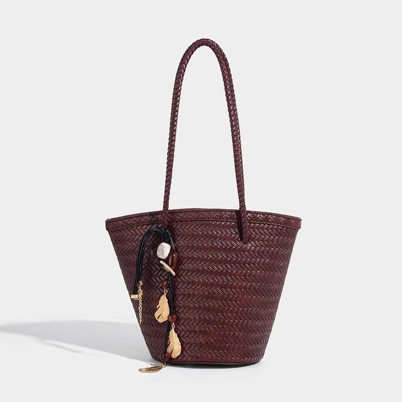 Borsa a secchiello intrecciata Meryl con pochette