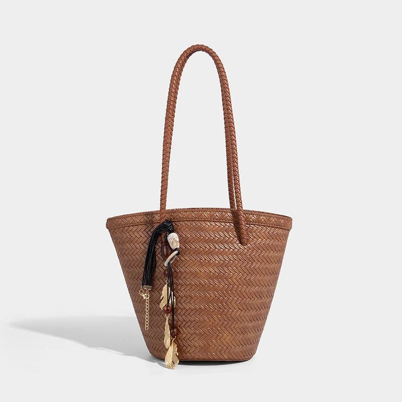 Borsa a secchiello intrecciata Meryl con pochette