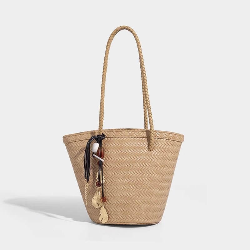 Borsa a secchiello intrecciata Meryl con pochette