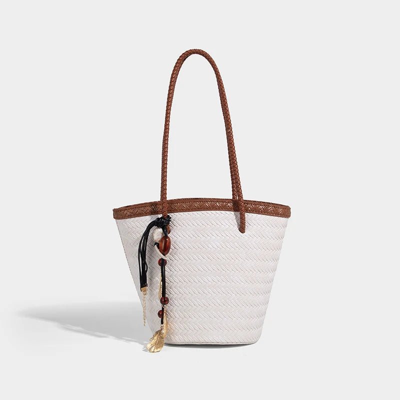 Borsa a secchiello intrecciata Meryl con pochette