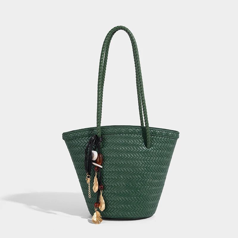 Borsa a secchiello intrecciata Meryl con pochette
