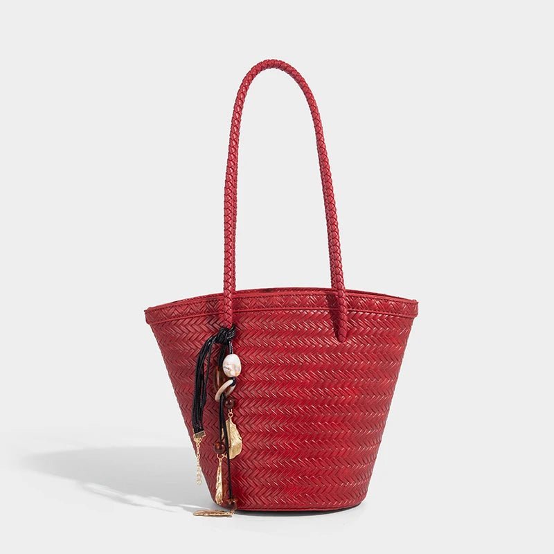 Borsa a secchiello intrecciata Meryl con pochette
