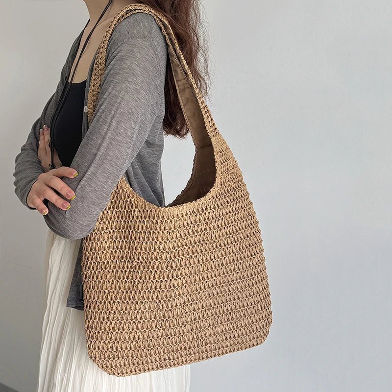 Borsa tote in paglia intrecciata Miranda
