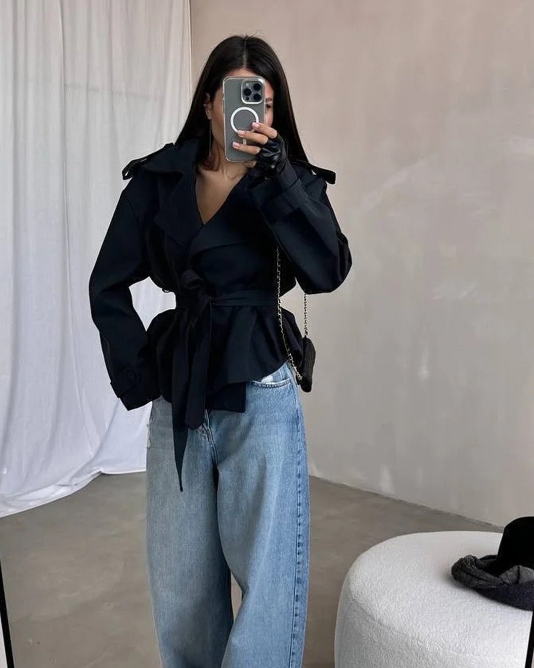Trench corto con cintura Molly
