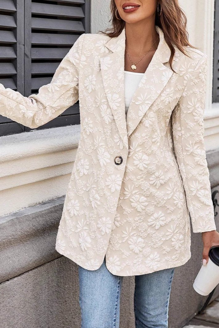 Blazer Nadia in jacquard con un solo bottone