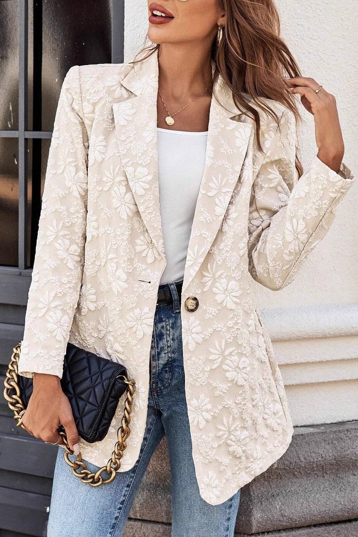 Blazer Nadia in jacquard con un solo bottone