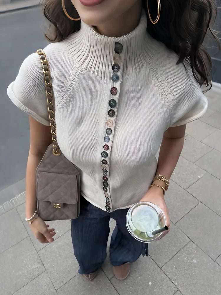 Top cardigan in maglia a coste Nadia