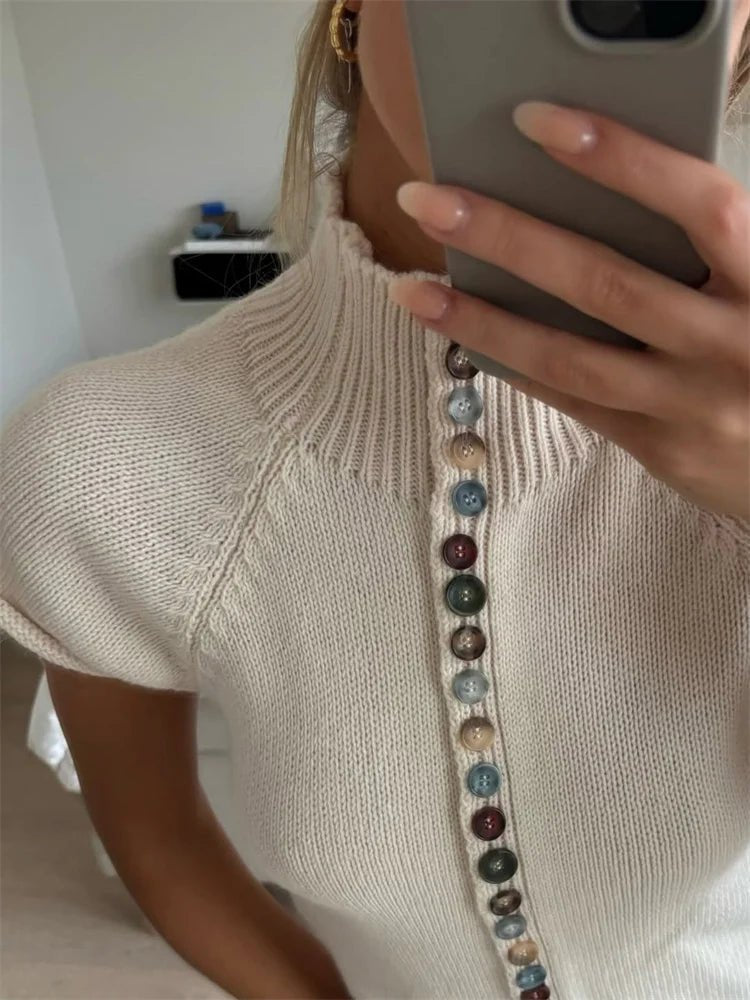 Top cardigan in maglia a coste Nadia