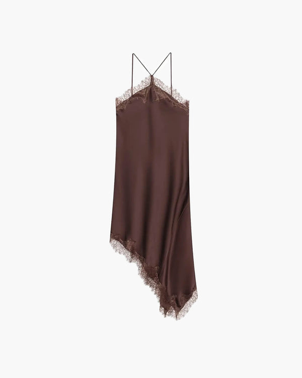 Abito midi Natalie con spalle scoperte e pizzo