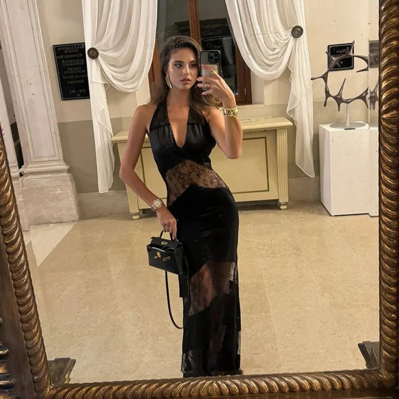 Abito trasparente Natasha con scollo all'americana