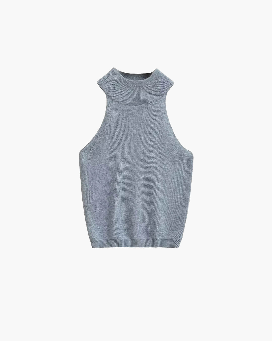 Top corto in maglia smanicato con collo all'americana Nicky