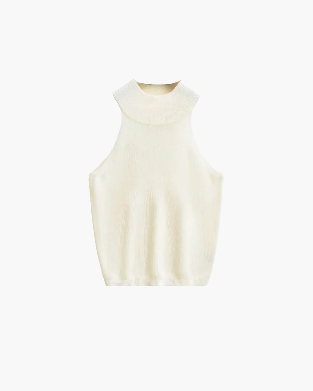 Top corto in maglia smanicato con collo all'americana Nicky