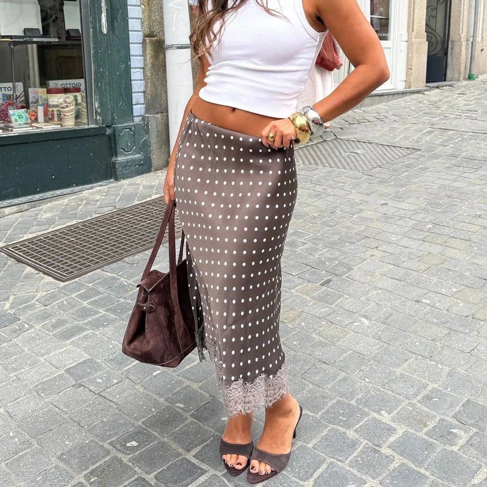 Gonna midi in pizzo a pois rétro Nicky