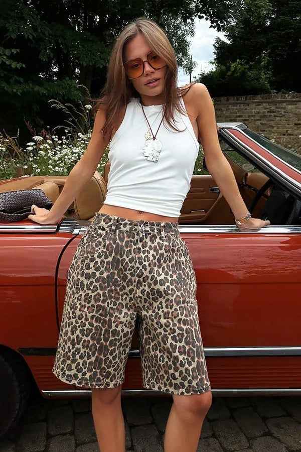 Nicole Leopard Print Shorts