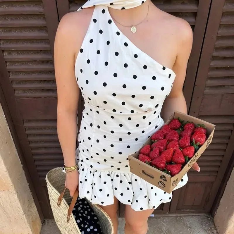 Mini abito Nina monospalla a pois