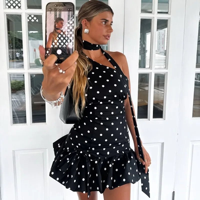 Mini abito Nina monospalla a pois