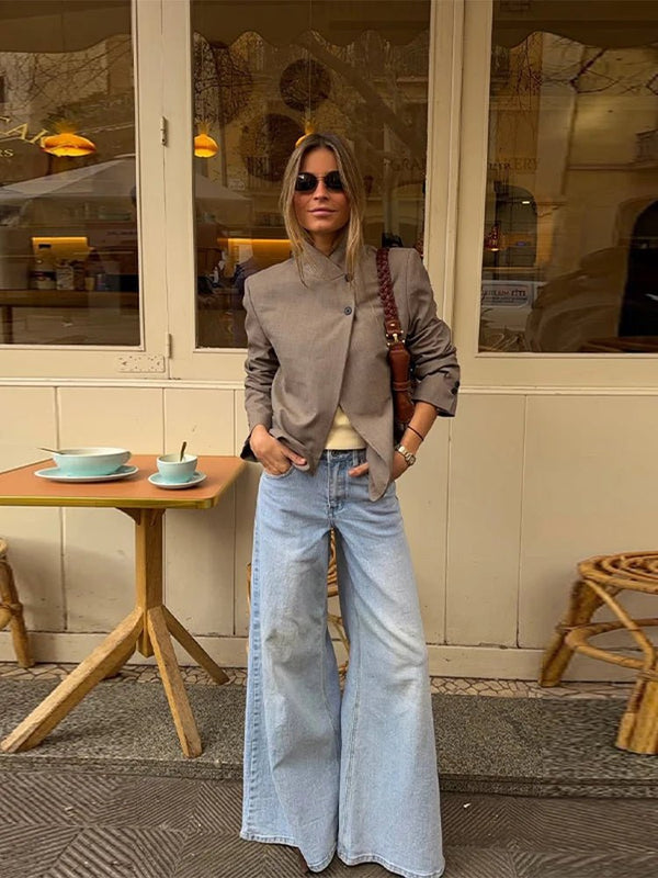 Giacca blazer Noa a tinta unita con collo alto