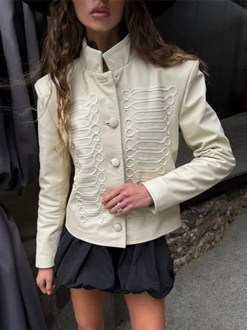 Giacca militare in pelle stile napoleonico Nora