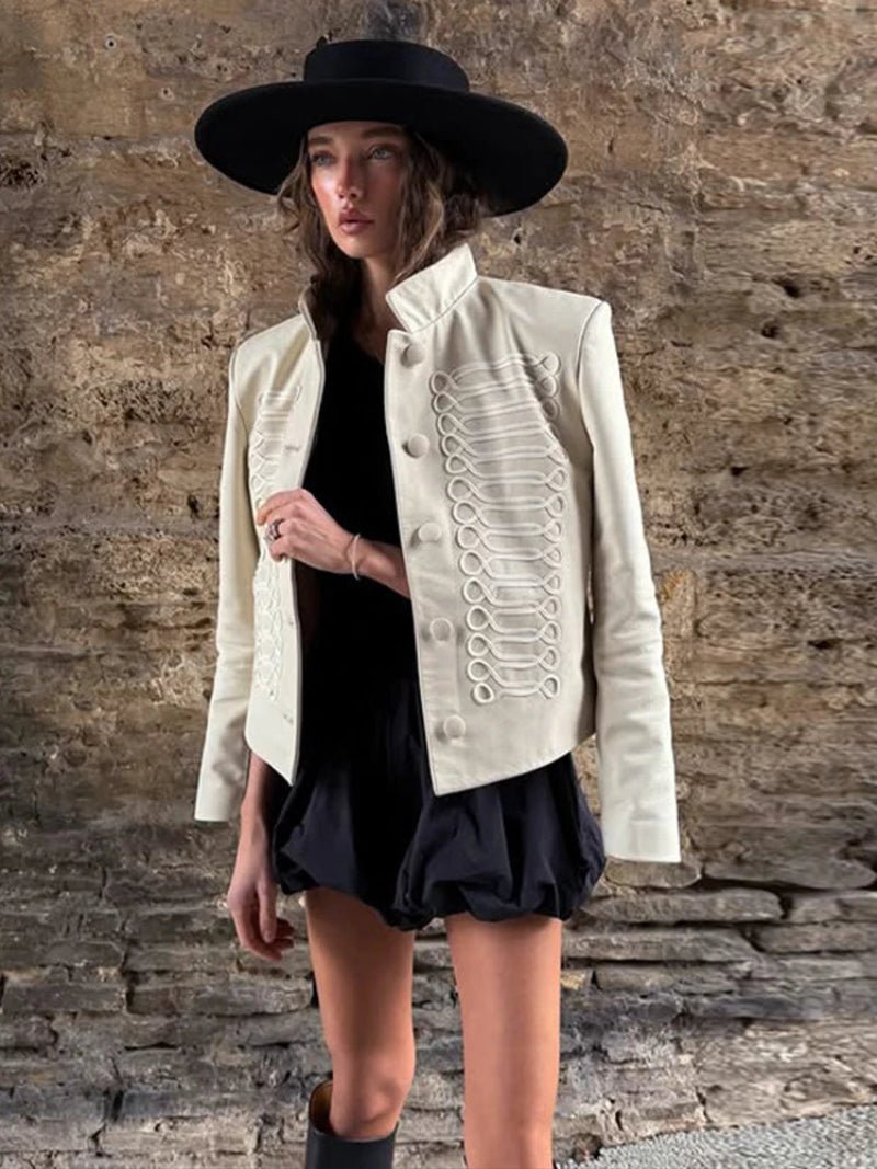 Giacca militare in pelle stile napoleonico Nora