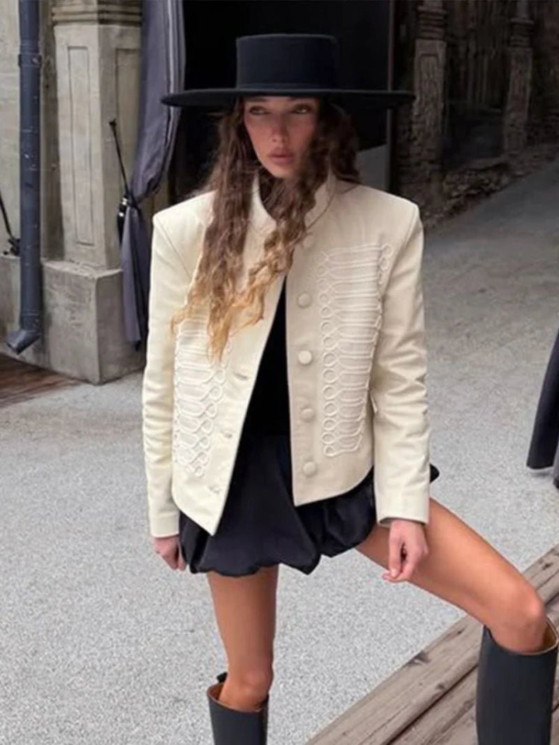 Giacca militare in pelle stile napoleonico Nora