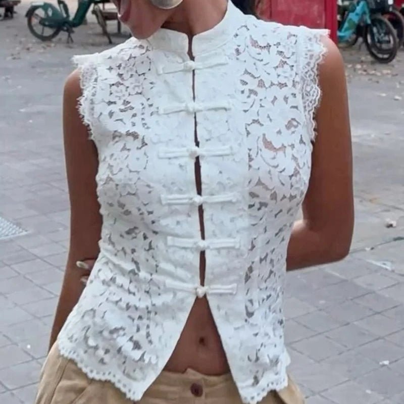 Top Odessa in pizzo senza maniche