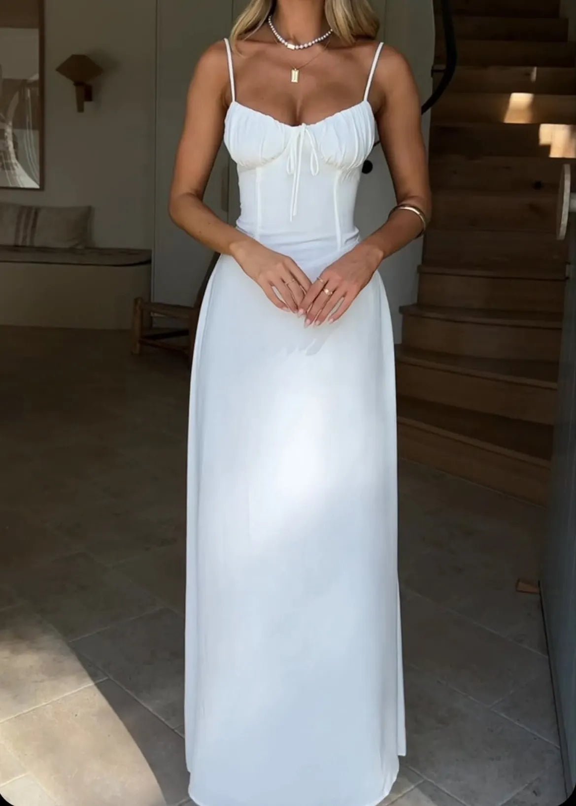 Abito lungo Odile con corpetto a corsetto