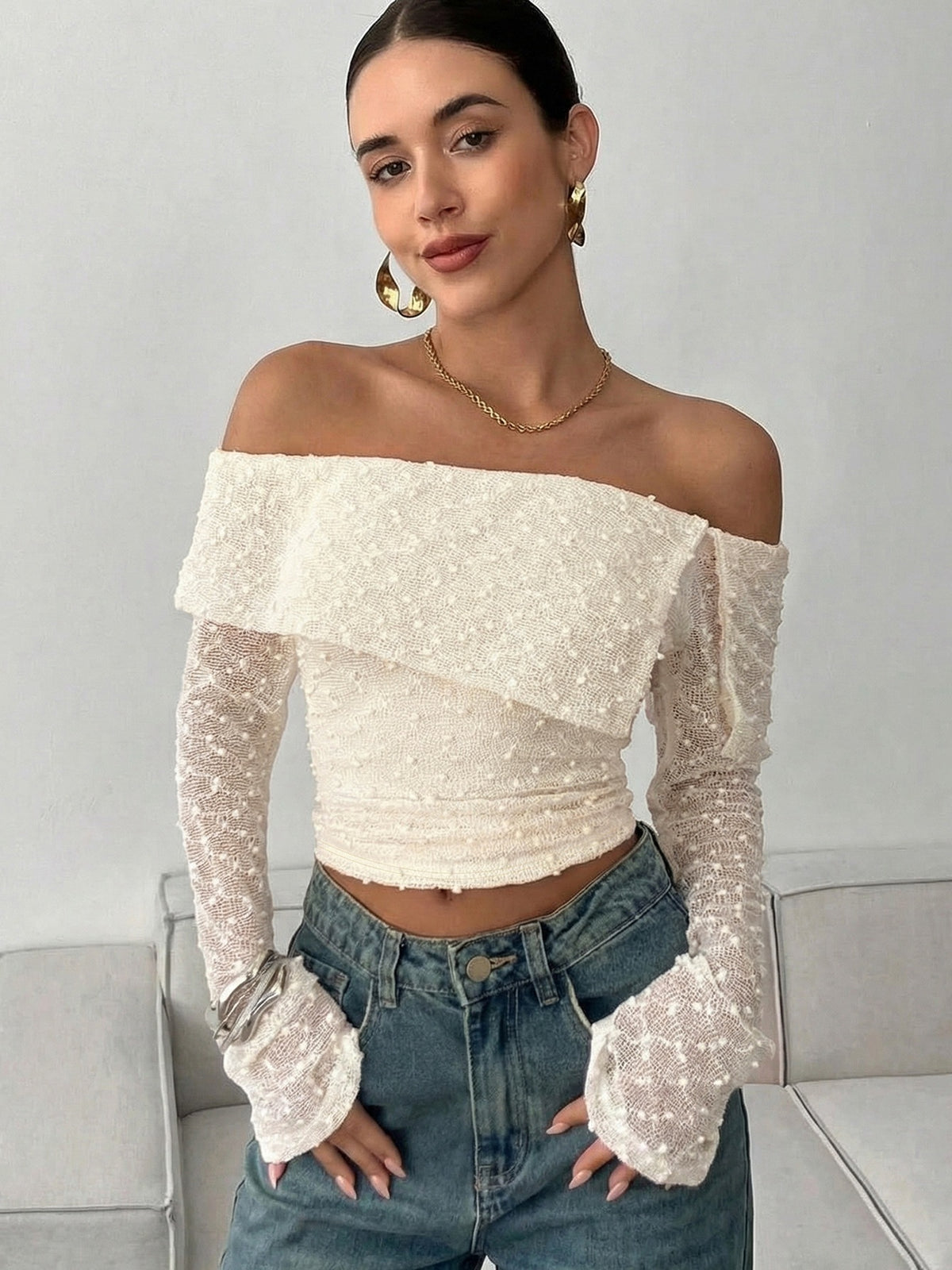 Top a spalle scoperte con risvolto Brisa