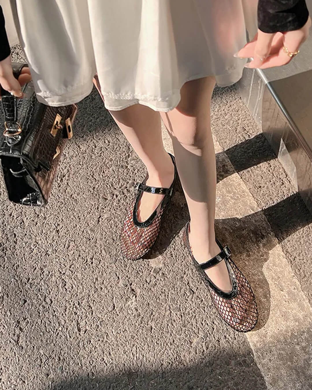 Ballerine in rete con fibbia Ondine