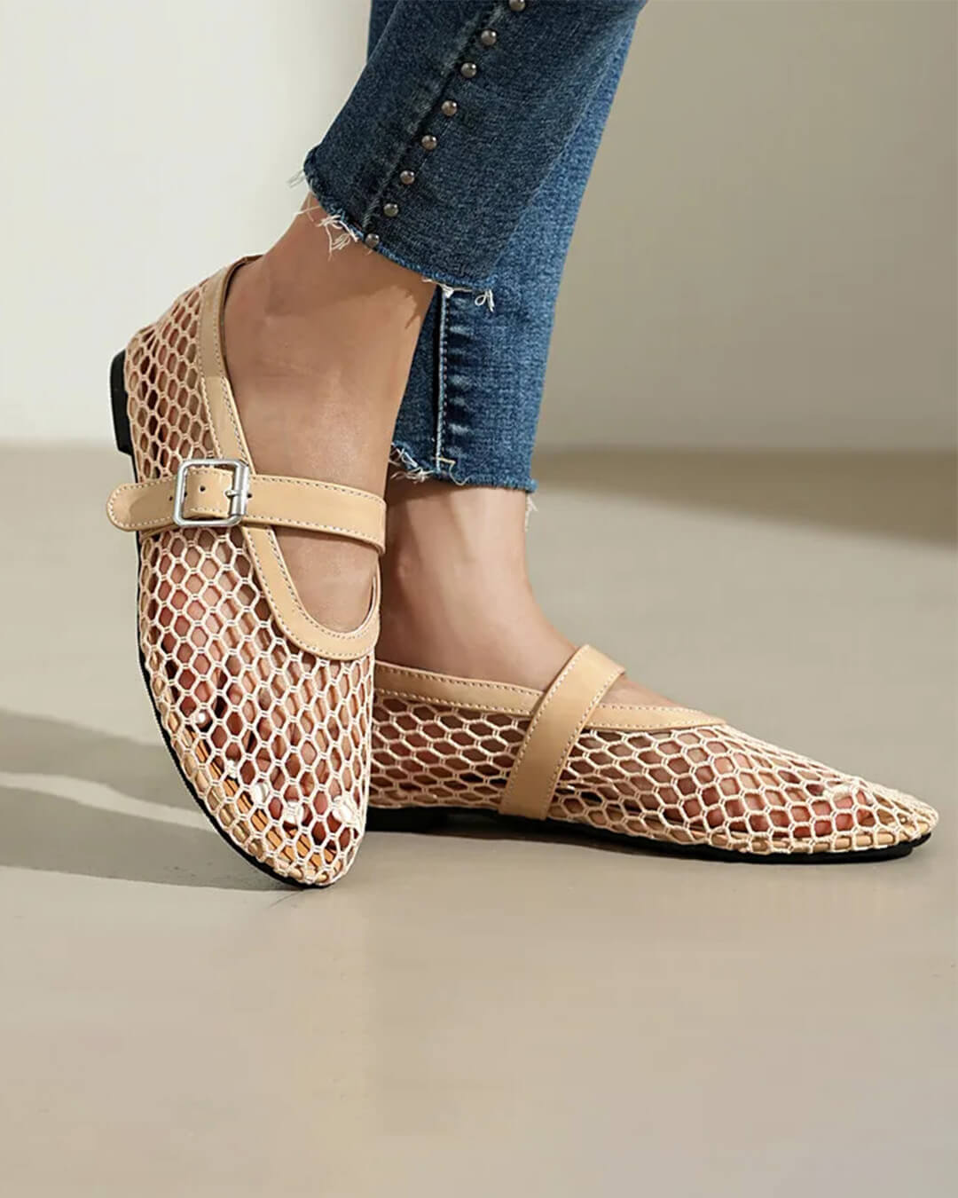 Ballerine in rete con fibbia Ondine