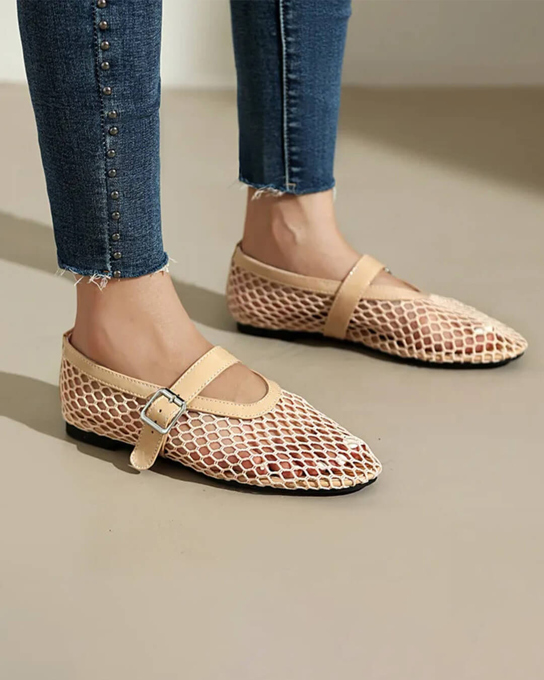 Ballerine in rete con fibbia Ondine