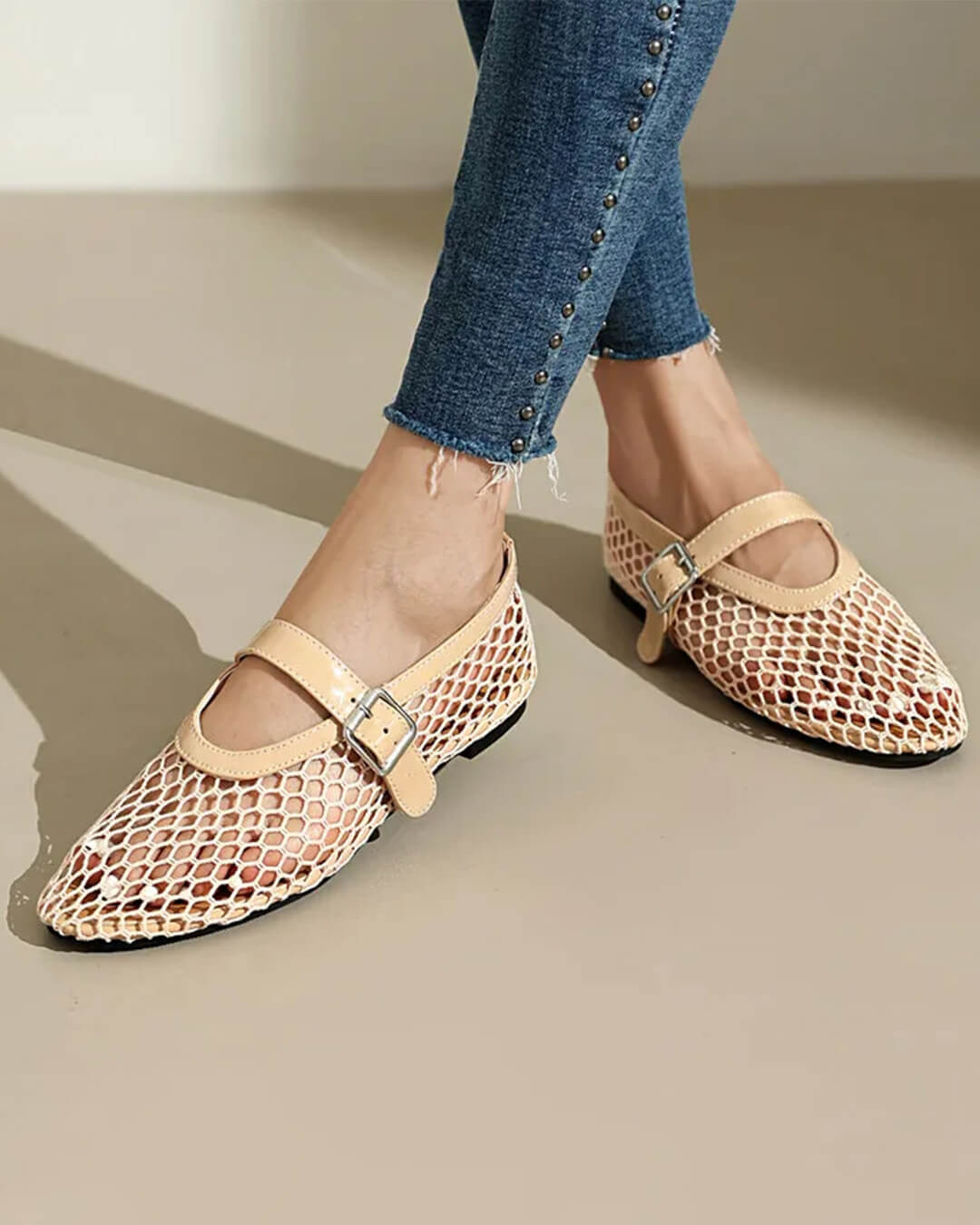Ballerine in rete con fibbia Ondine