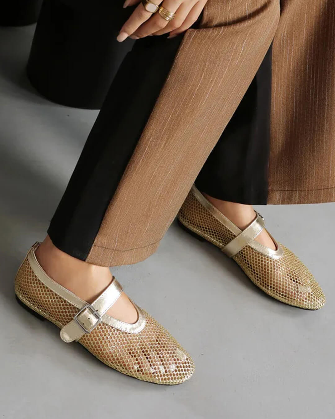 Ballerine in rete con fibbia Ondine
