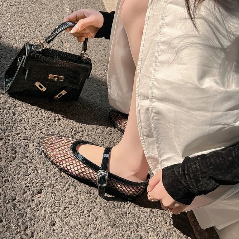 Ballerine in rete con fibbia Ondine