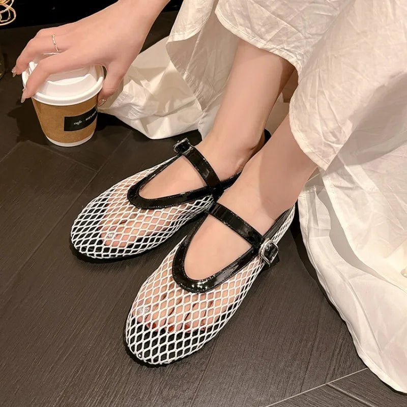 Ballerine in rete con fibbia Ondine