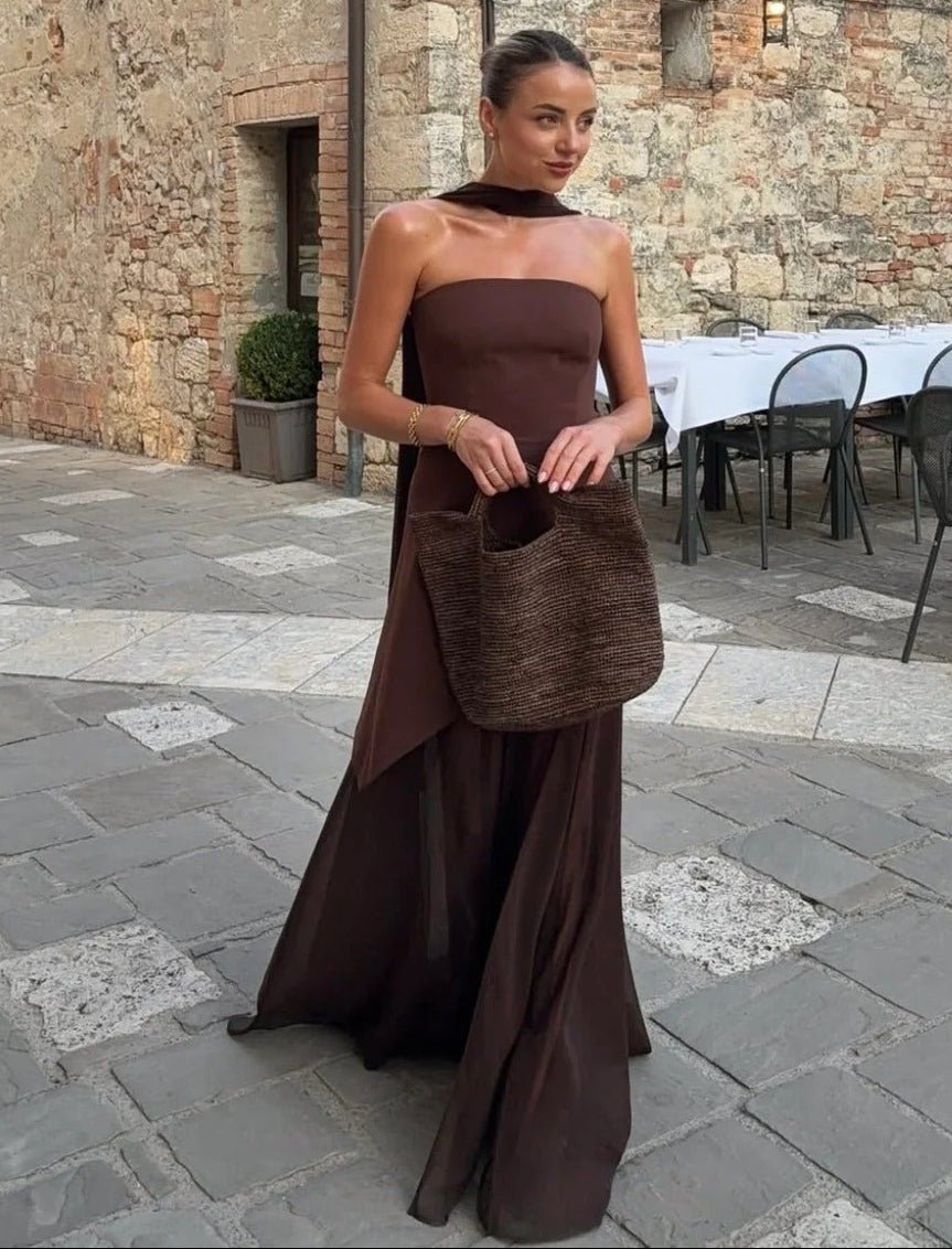 Vestito lungo trasparente asimmetrico Ophelia