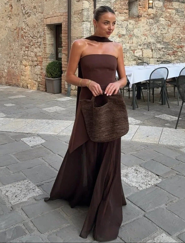 Vestito lungo trasparente asimmetrico Ophelia