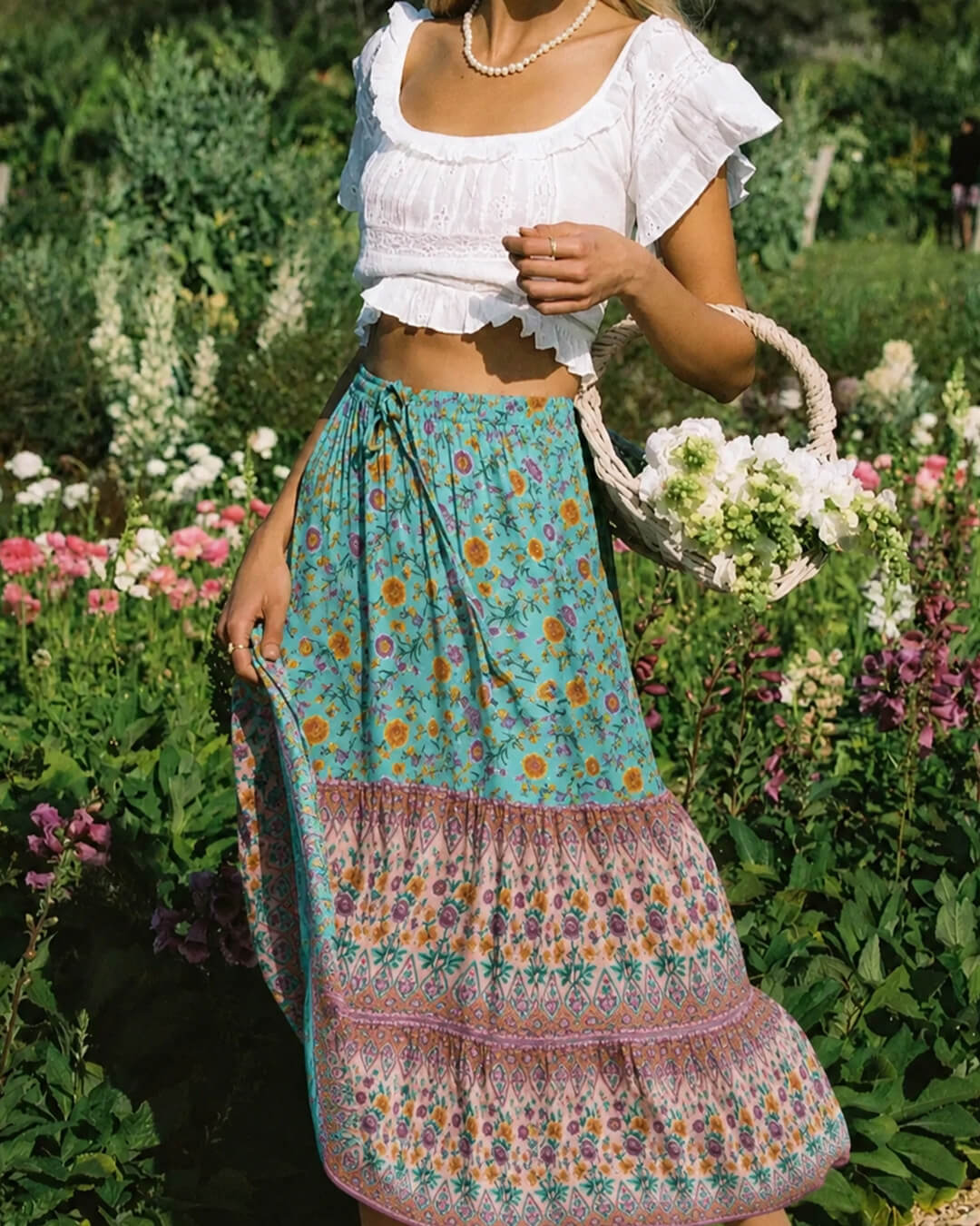 Gonna da spiaggia boho floreale Ottavia