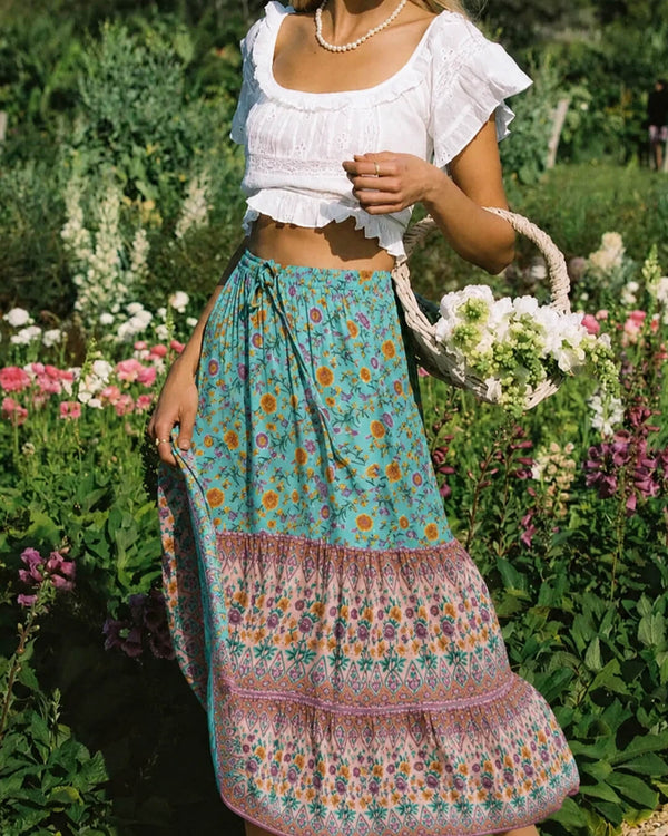 Gonna da spiaggia boho floreale Ottavia