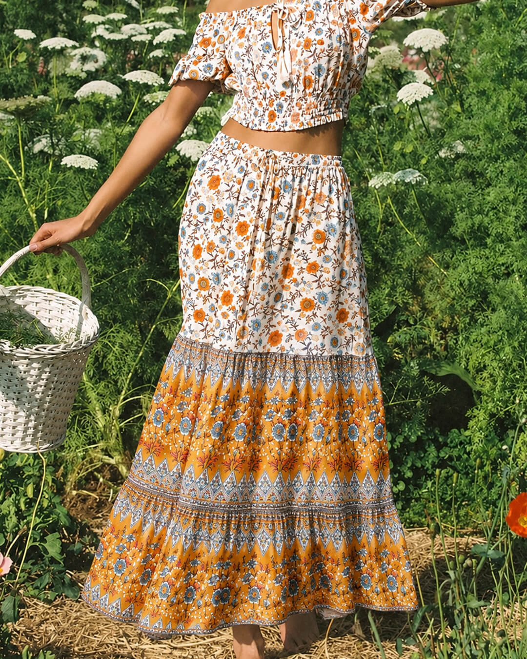Gonna da spiaggia boho floreale Ottavia