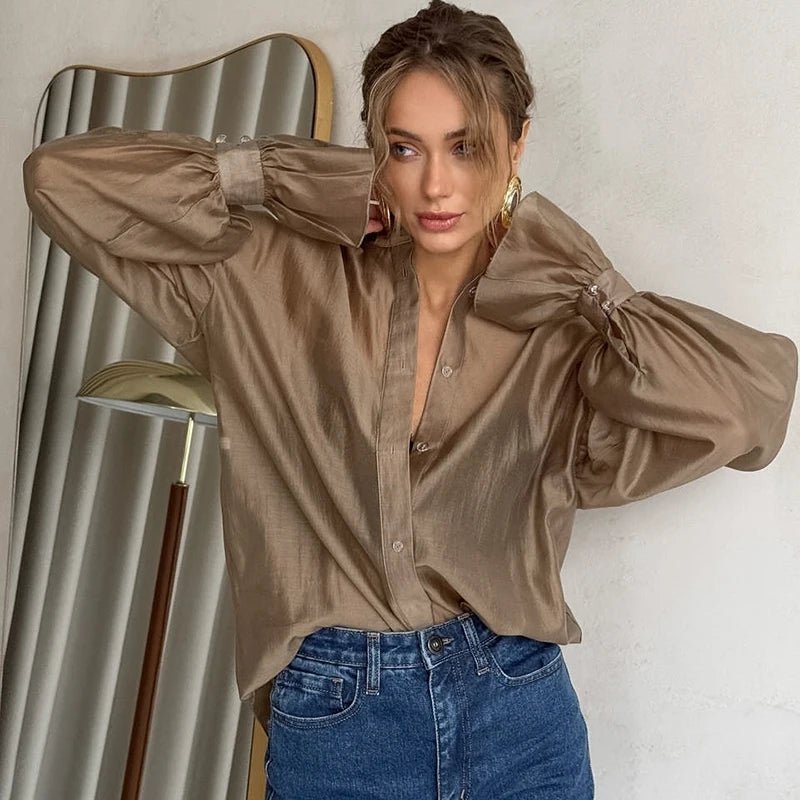 Blusa trasparente a maniche lunghe Patricia