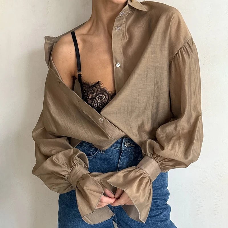 Blusa trasparente a maniche lunghe Patricia