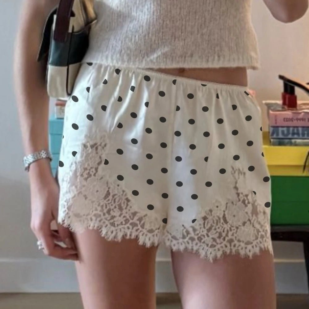 Shorts a pois con bordo in pizzo Pauleen